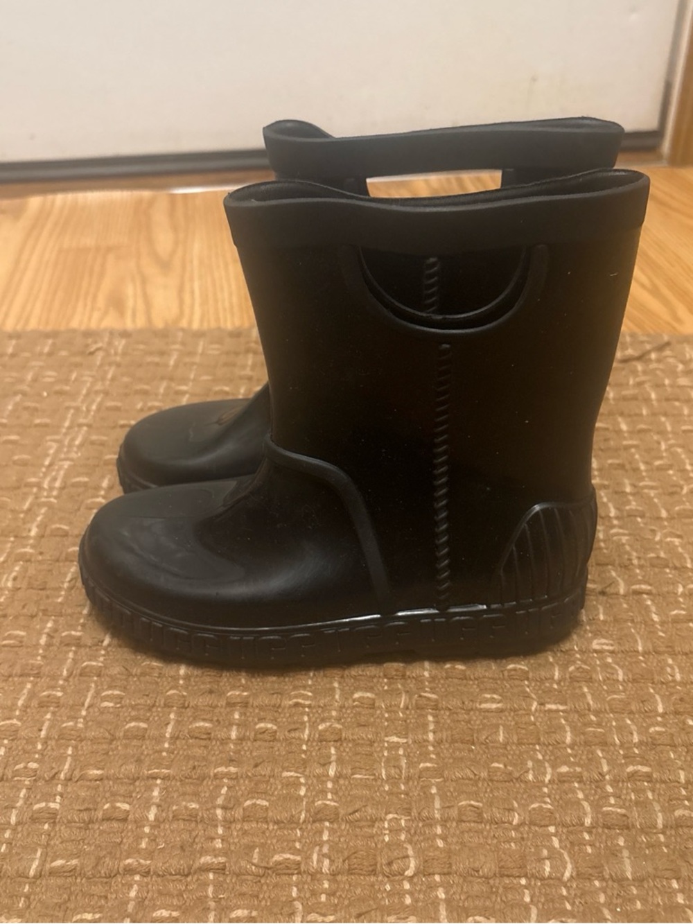 UGG Kids Black Waterproof Pull-On Rain Boots with Handle Cutouts